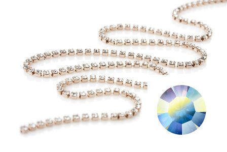 Preciosa Cupchain met Chaton MAXIMA - Crystal AB - Rose Gold plating - 1 rij 