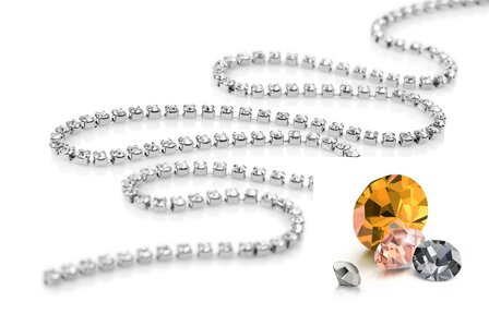 Preciosa Cupchain met Chaton MAXIMA - overige kleuren - Silver Plating - 1 rij 