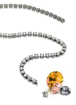 Preciosa Cupchain met Chaton MAXIMA -  overige kleuren - Ruthenium plating - 1 rij 