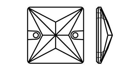 Preciosa Sew-on Square 2H - Crystal S 00030 (16x16 mm) per 72 stuks