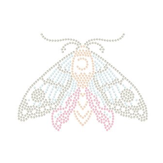 Moth (99 x 74.2 x 1.5mm) - Preciosa Transfer - Chaton Rose MAXIMA HF (ss3) Crystal AB, Black Diamond, Light Peach en Rose (per 5 stuks)