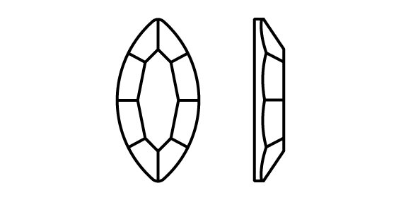 Preciosa Navette Maxima Jet Flat Back Hotfix Stones (4x2mm) - per 1440 stuks