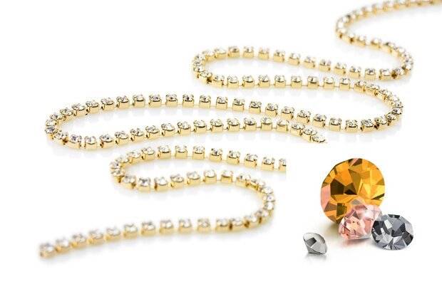 Preciosa Cupchain met Chaton MAXIMA - overige kleuren - Gold Plating - 1 rij 