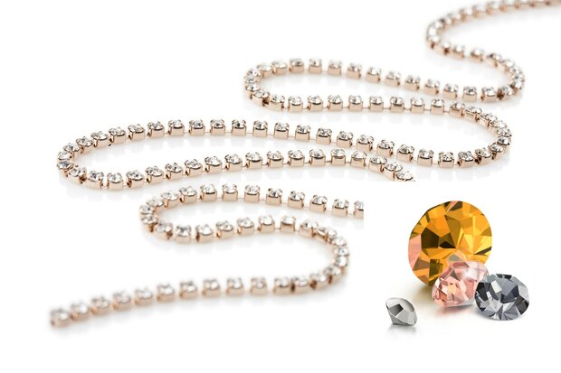 Preciosa Cupchain met Chaton MAXIMA - overige kleuren - Rose Gold plating - 1 rij 