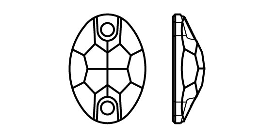 Preciosa Sew-on Oval 2H - Crystal S 00030 (10x7 mm) per 144 stuks