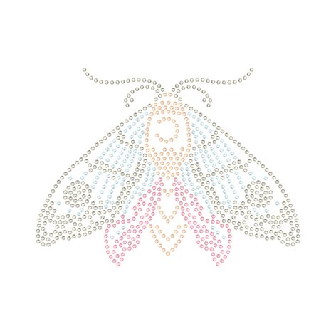 Moth (99 x 74.2 x 1.5mm) - Preciosa Transfer - Chaton Rose MAXIMA HF (ss3) Crystal AB, Black Diamond, Light Peach en Rose (per 5 stuks)